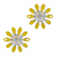 Metal connector Daisy flower 20mm Silver-yellow